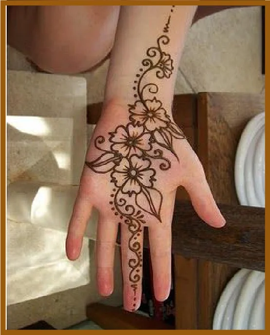 Unique Floral Outline In Minimal Front Hand Mehndi Design